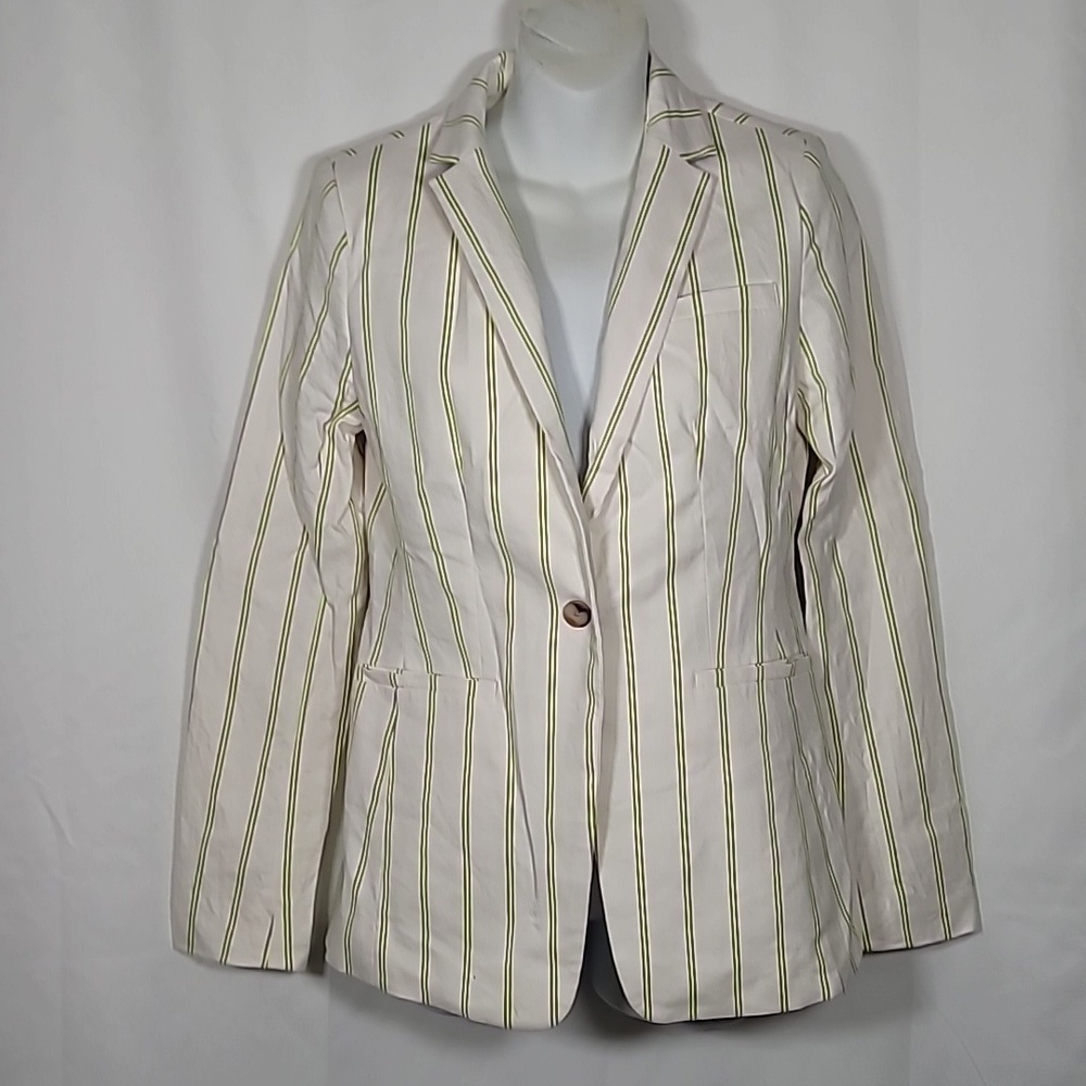 Banana Republic Cream and Neon pin stripe blazer size 2